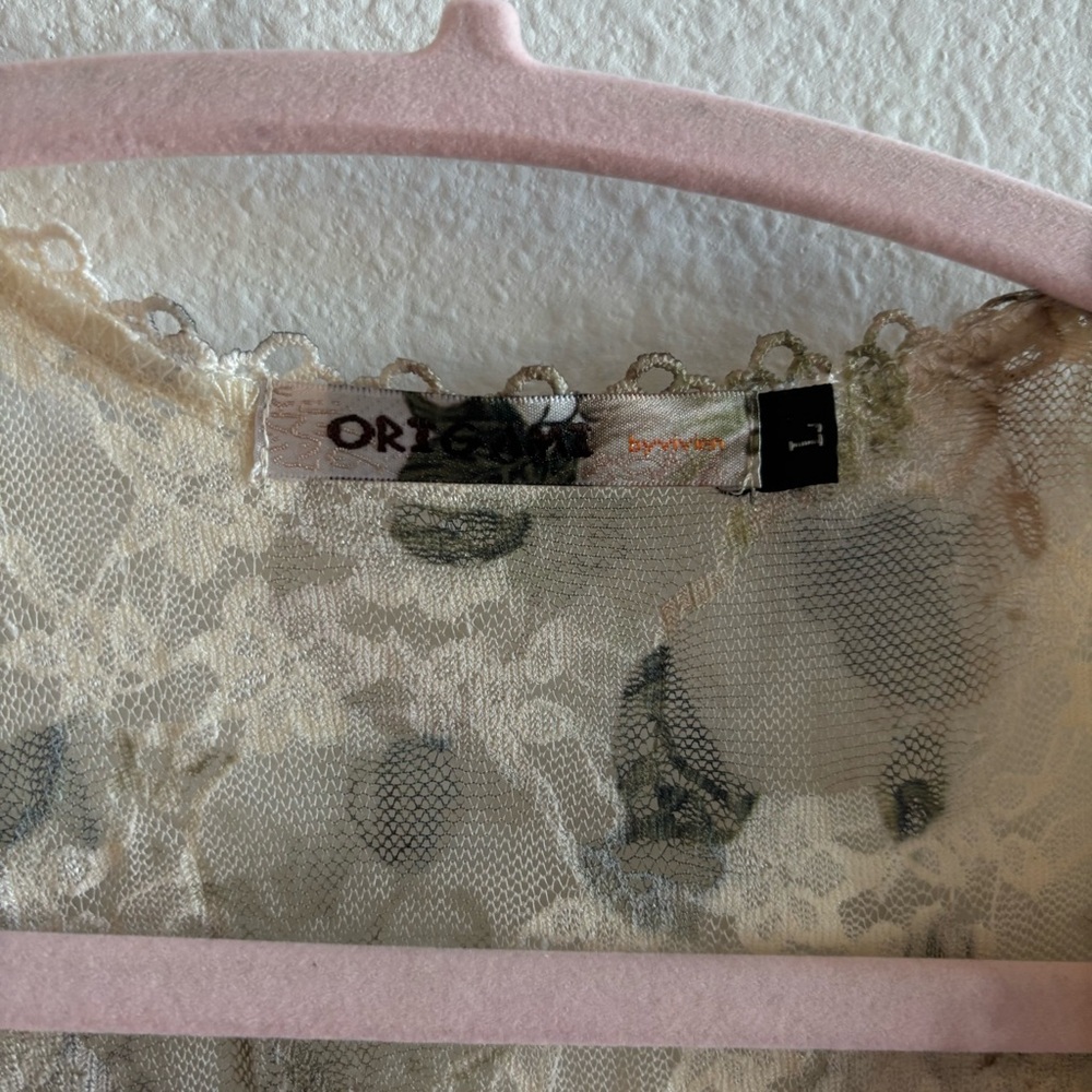 Origami By Vivien Floral Lace Boho Sharkbite Western Kimono Size Large - Picture 4 of 5
